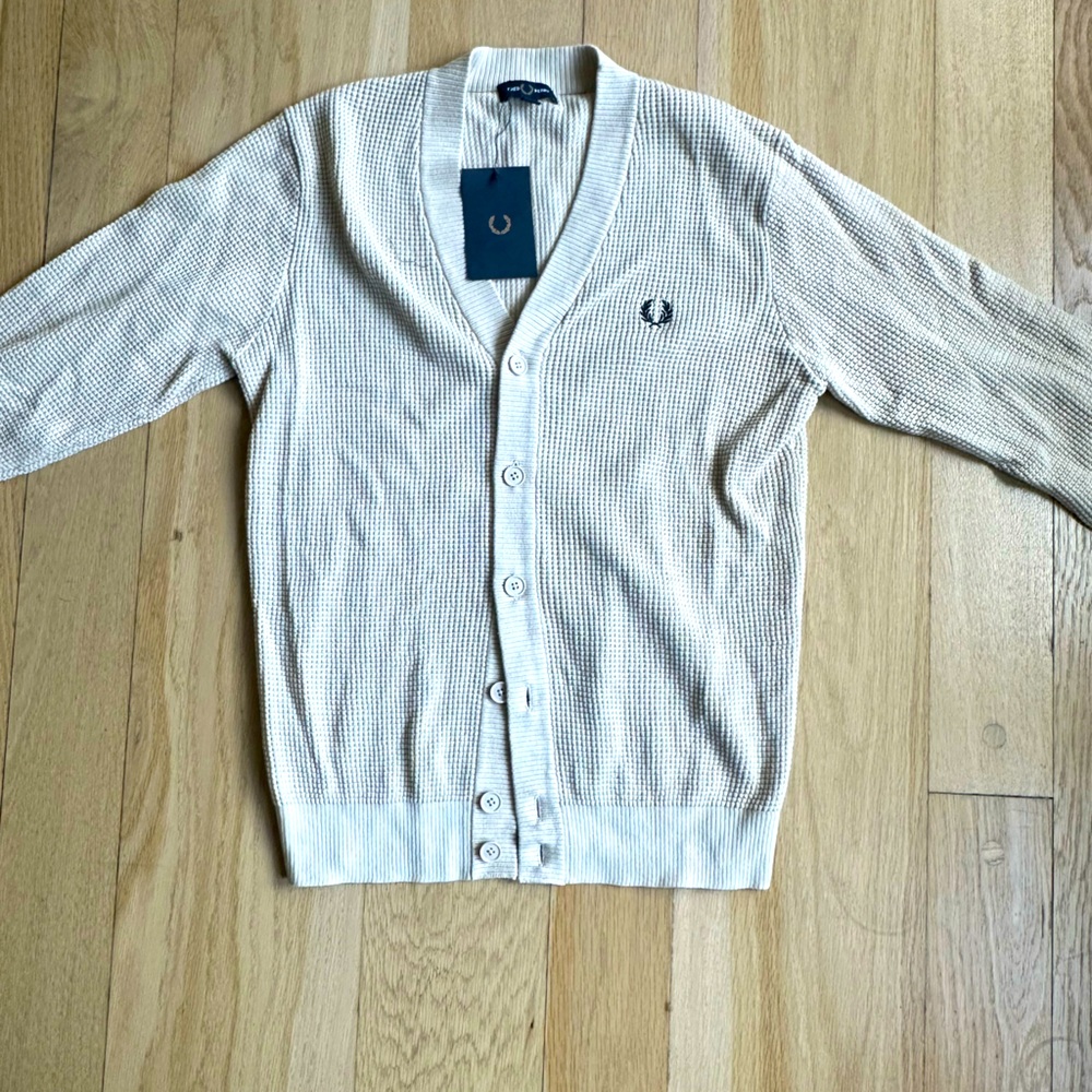 Fred Perry dead stock waffle stitch cardigan